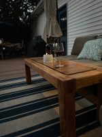 Handcrafted Exterior Coffee Table – Solid Hardwoods & Castle Joints – custom handcrafted by Made by the Middletons, Indiana (photo 1)