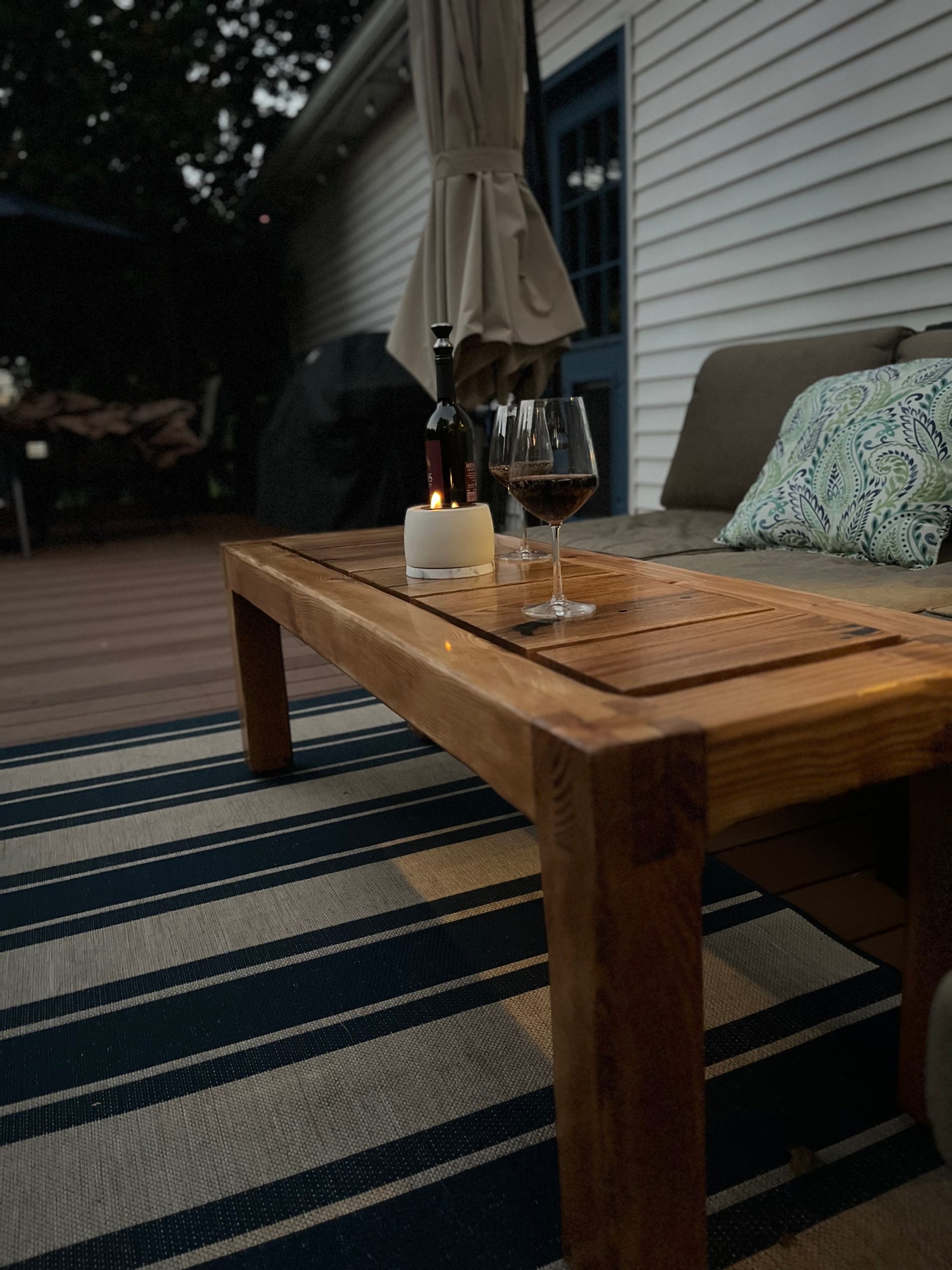IMG_4562.jpg Handcrafted Exterior Coffee Table – Solid Hardwoods & Castle Joints – custom handcrafted by Made by the Middletons, Indiana (photo 1)