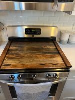 Custom Stovetop Cover – Example 1: Dark Walnut – custom handcrafted by Made by the Middletons, Indiana (photo 1)