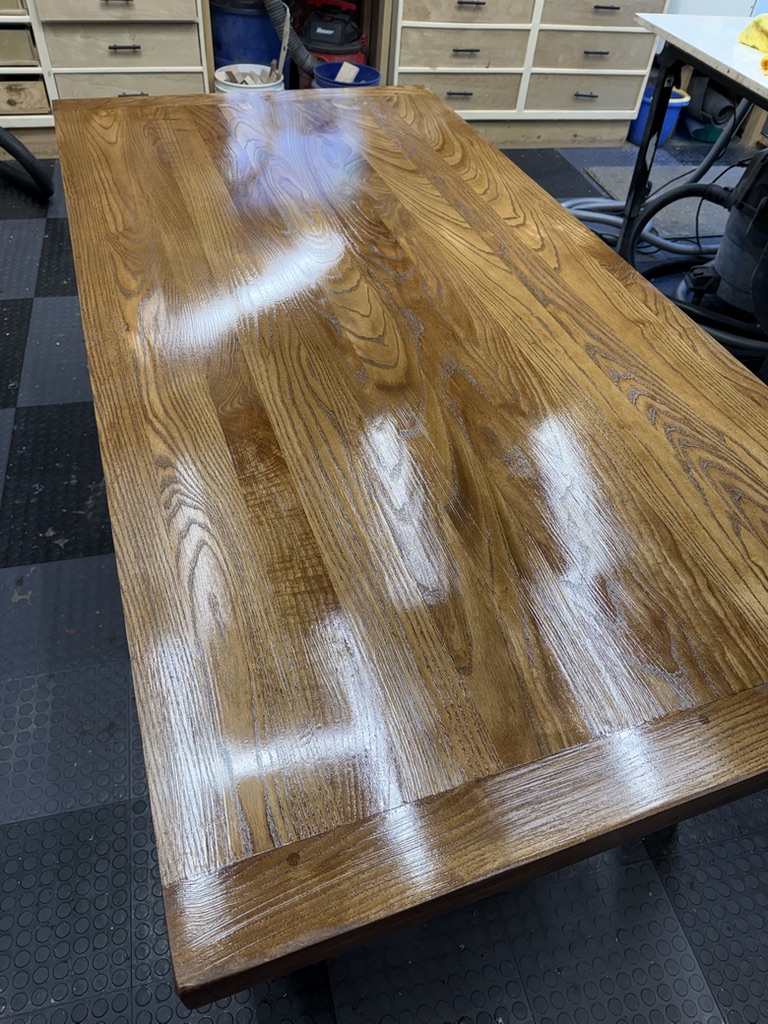 Custom ash table with finished top, handcrafted by Made by the Middletons