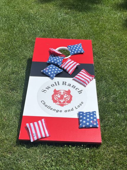 Custom Cornhole Set – Example 4: Business Logo – custom handcrafted by Made by the Middletons, Indiana (photo 1)