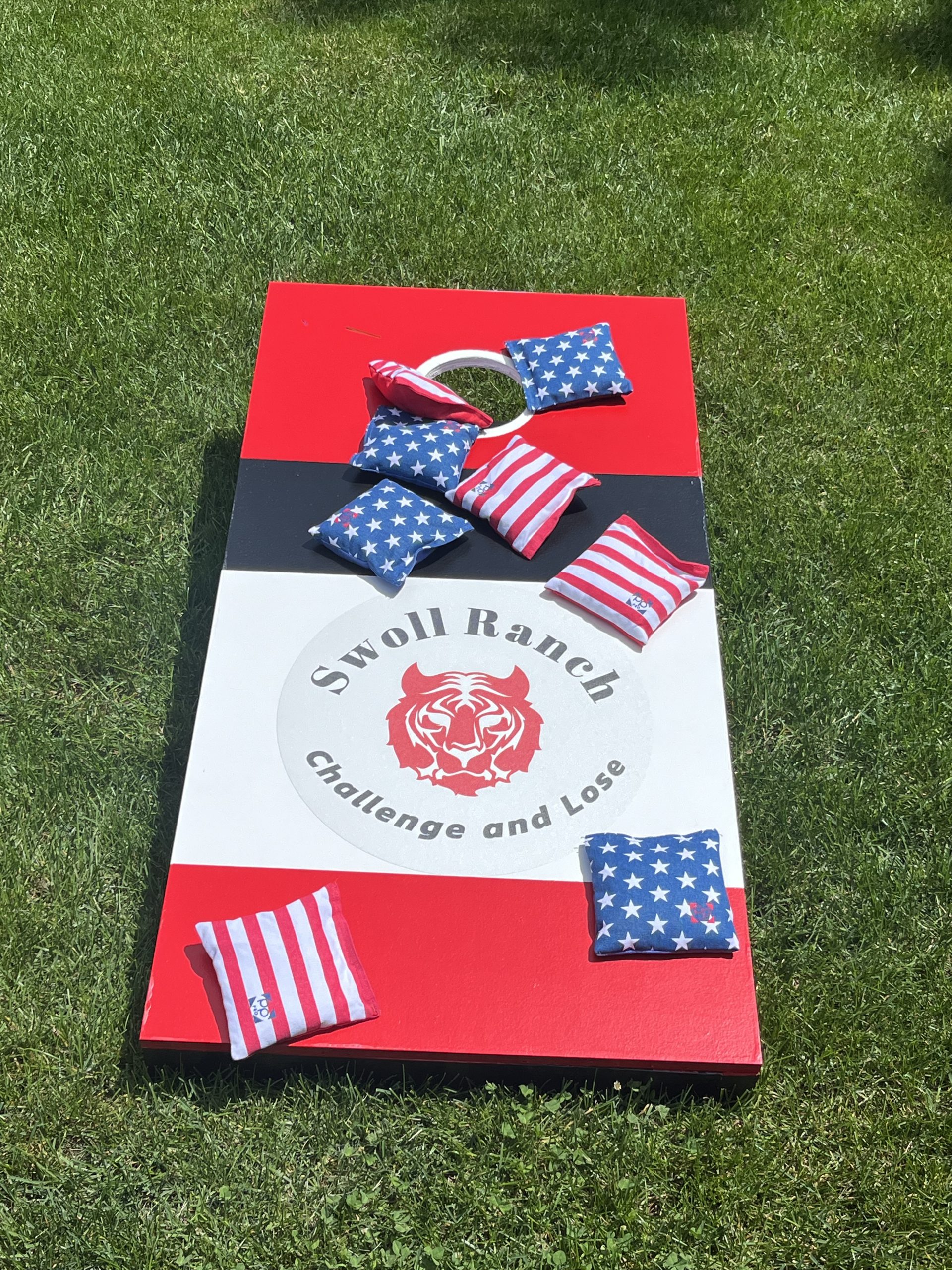 CurtisCorn1 Custom Cornhole Set – Example 4: Business Logo – custom handcrafted by Made by the Middletons, Indiana (photo 1)