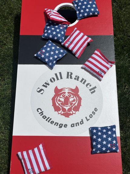 Custom Cornhole Set – Example 4: Business Logo – custom handcrafted by Made by the Middletons, Indiana (photo 2)