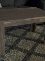 Walnut end table top edge and leg