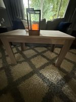 Walnut end table with lantern