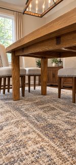 Rustic farmhouse dining table detail, handcrafted by Made by the Middletons
