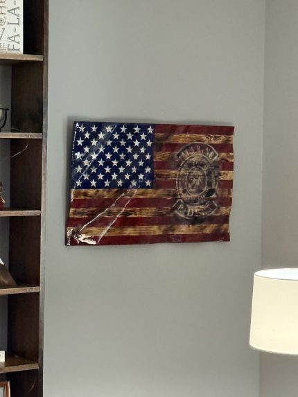 Custom Wavy Flag – Example 1: Marine Riders Emblem – custom handcrafted by Made by the Middletons, Indiana (photo 1)