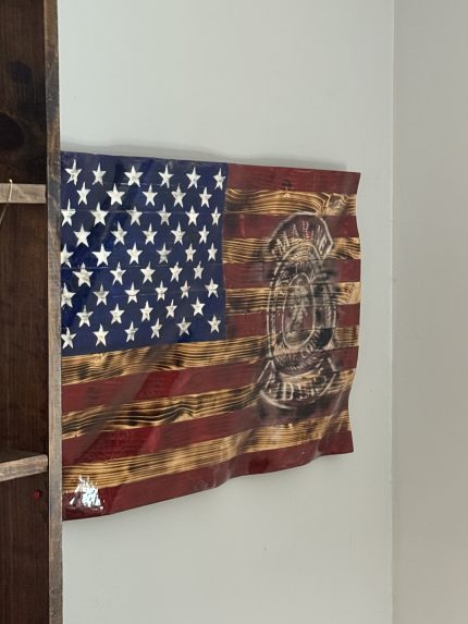 Custom Wavy Flag – Example 1: Marine Riders Emblem – custom handcrafted by Made by the Middletons, Indiana (photo 2)