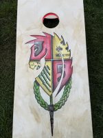 Custom Cornhole Set – Example 1: Custom Crest Artwork – custom handcrafted by Made by the Middletons, Indiana (photo 3)