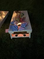 Custom Cornhole Set – Example 1: Custom Crest Artwork – custom handcrafted by Made by the Middletons, Indiana (photo 5)