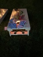 Custom Cornhole Set – Example 1: Custom Crest Artwork – custom handcrafted by Made by the Middletons, Indiana (photo 6)