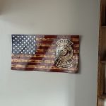 Custom Wavy Flag – Example 2: Marine Riders Emblem – custom handcrafted by Made by the Middletons, Indiana (photo 1)