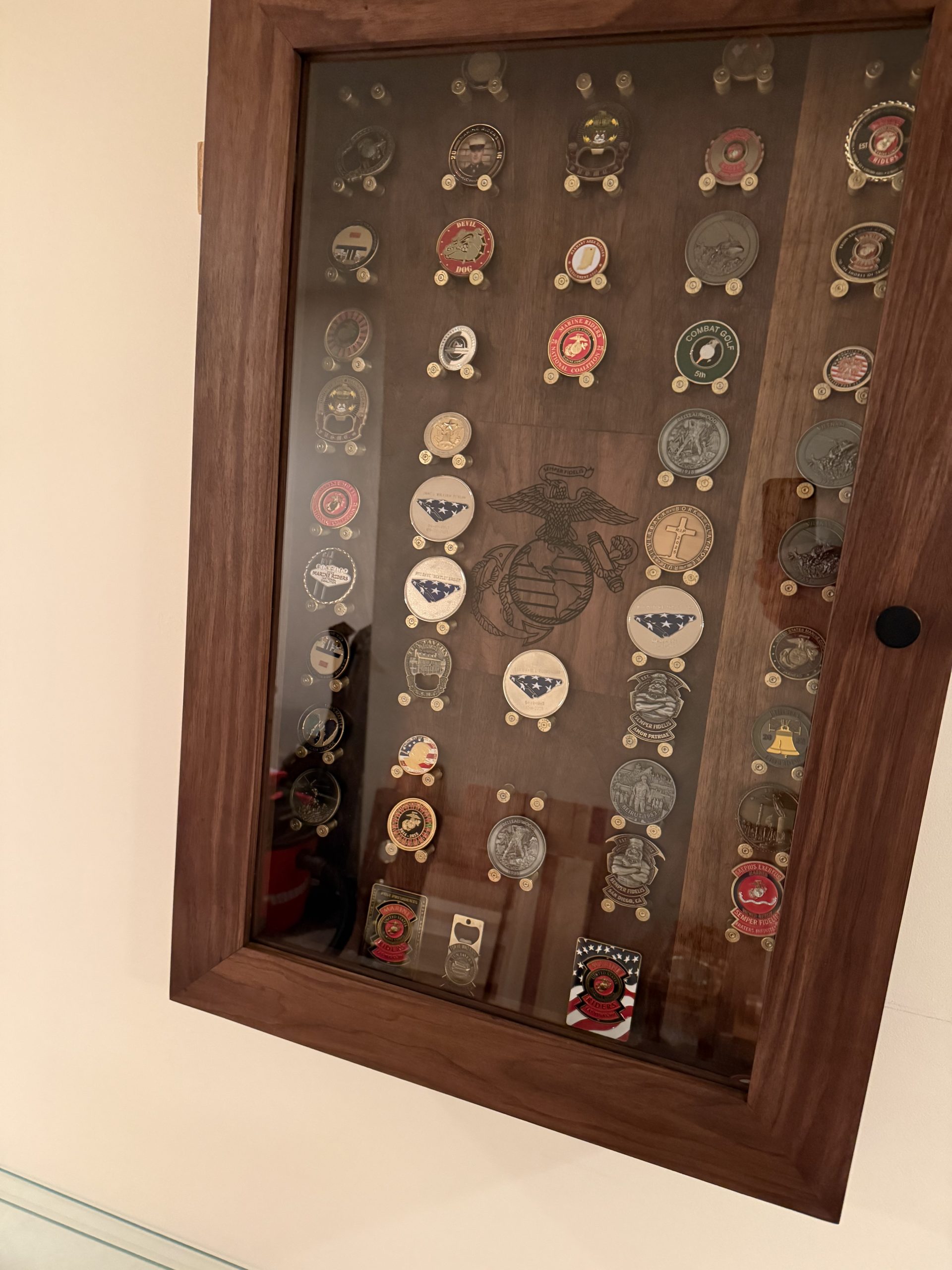 Custom challenge coin display case, full view