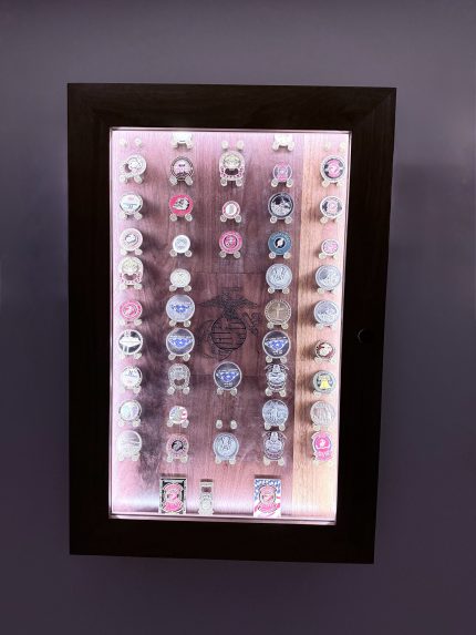 Custom challenge coin display case, handcrafted in Indiana